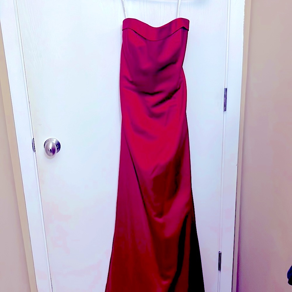 Red strapless dress